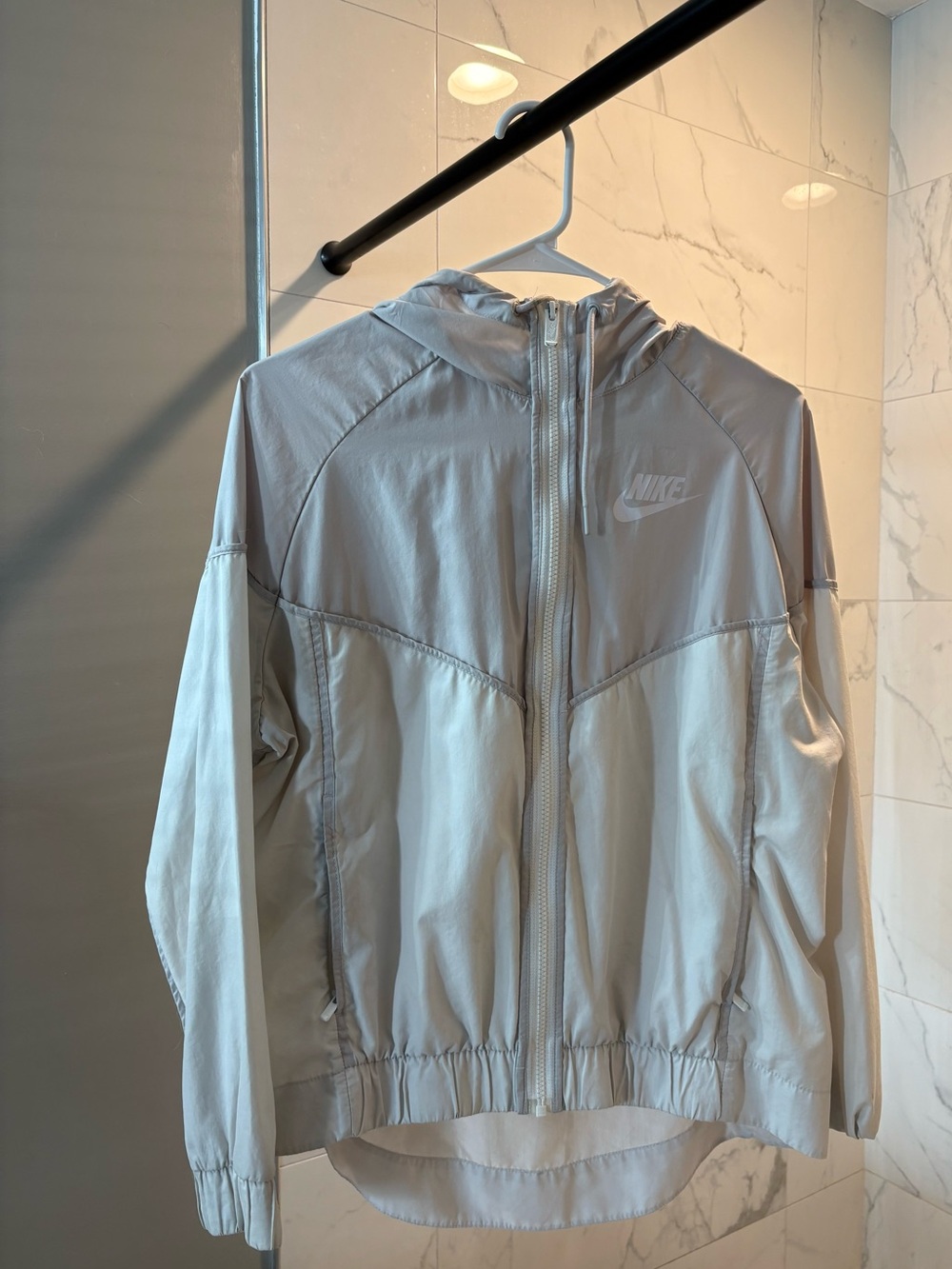 Nike Women's Light Gray Hooded Bomber Jacket
